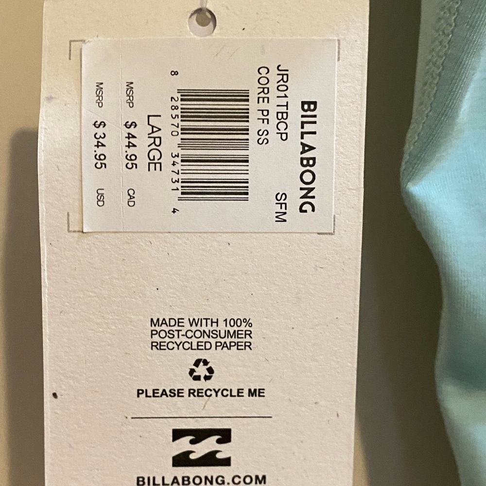 Billabong UPF 50 Rashguard Top Sz L (Girls) S women NWT - Picture 5 of 6